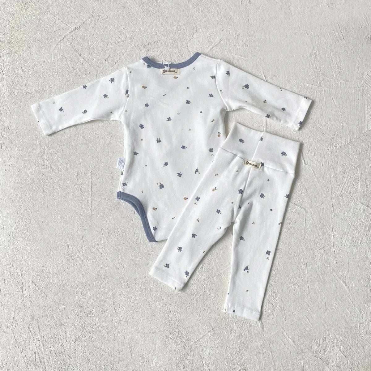 ロンパースセットアップ ベビーセットアップ 2点セット フラワープリント肌着ボディスーツ+ハイウェストレギンスパンツ【mh0007950】