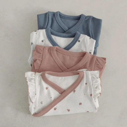 ロンパースセットアップ ベビーセットアップ 2点セット フラワープリント肌着ボディスーツ+ハイウェストレギンスパンツ【mh0007950】