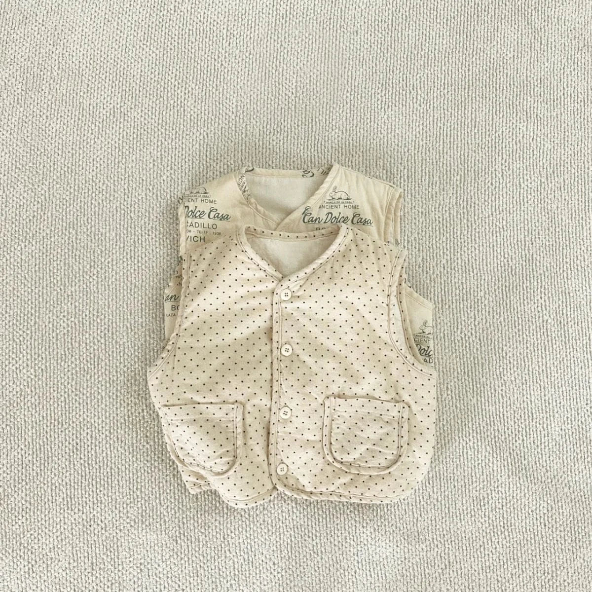 ノースリーブセットアップ ベビーセットアップ 2点セット パデッド前あきベスト+バルーンショートパンツ【mh0008510】