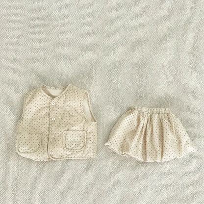 ノースリーブセットアップ ベビーセットアップ 2点セット パデッド前あきベスト+バルーンショートパンツ【mh0008510】