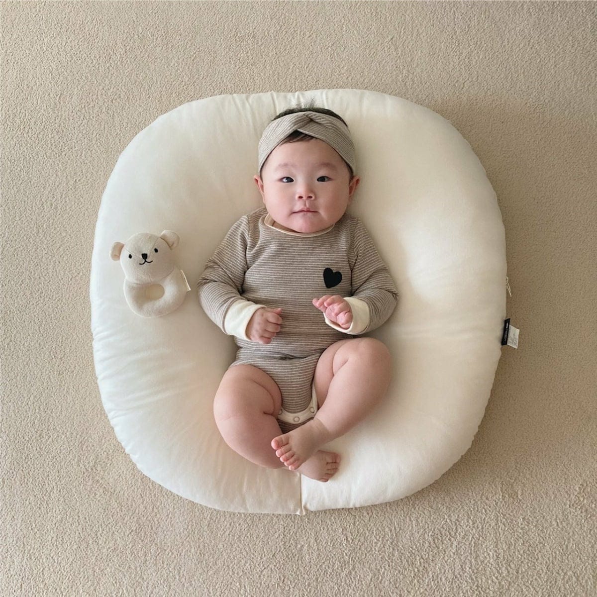 ロンパースセットアップ ベビーセットアップ 2点セット ボーダー長袖パジャマセット 長袖ボディスーツ+ハイウェストパンツ+ヘアバンドセット【mh0009025】