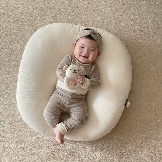 ロンパースセットアップ ベビーセットアップ 2点セット ボーダー長袖パジャマセット 長袖ボディスーツ+ハイウェストパンツ+ヘアバンドセット【mh0009025】