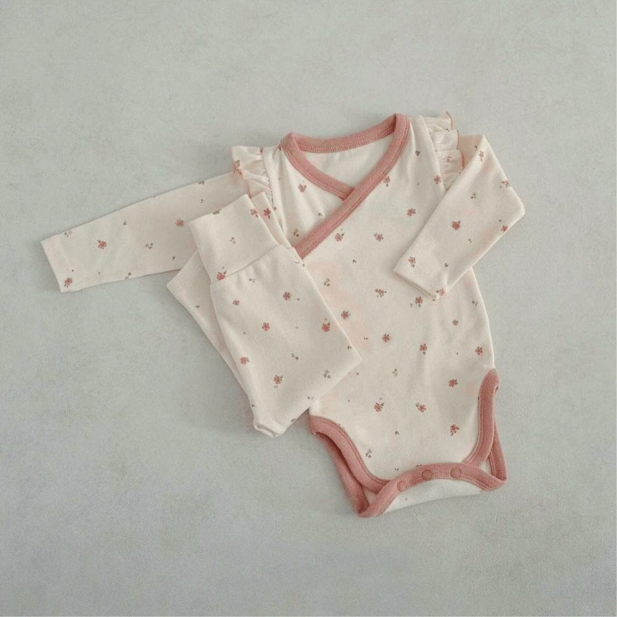 ロンパースセットアップ ベビーセットアップ 2点セット 長袖ボディスーツ+ロングパンツ 長袖パジャマセット【mh0009027】