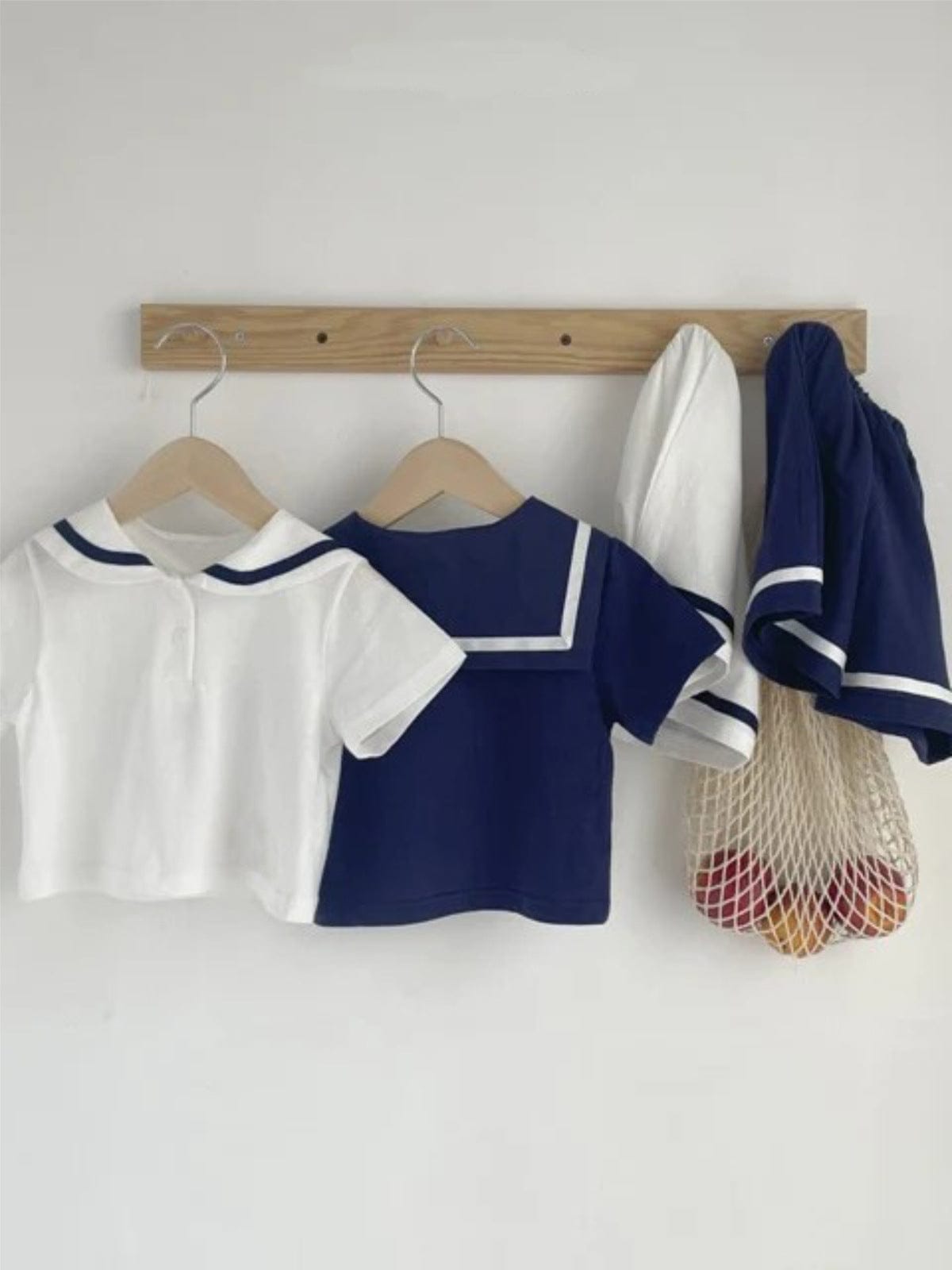 半袖セットアップ セーラーカラー半袖シャツ+ショートパンツマリンセットアップ 2点セット【mh0009982】