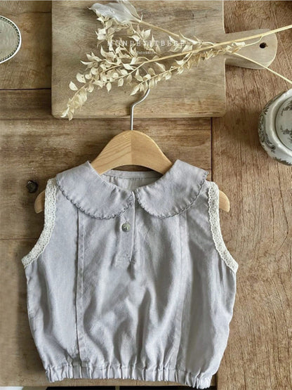 ノースリーブセットアップ 丸襟ノースリーブブラウス+バルーンショートパンツセットアップ 2点セット【mh0010208】