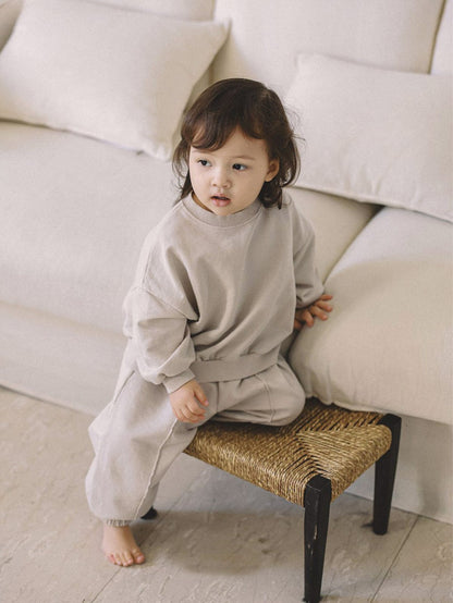 長袖シャツ・ブラウス シンプルベーシック長袖スウェットシャツ+スウェットパンツセットアップ 2点セット【mh0010613】