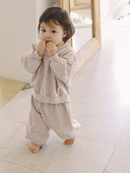 長袖シャツ・ブラウス シンプルベーシック長袖スウェットシャツ+スウェットパンツセットアップ 2点セット【mh0010613】