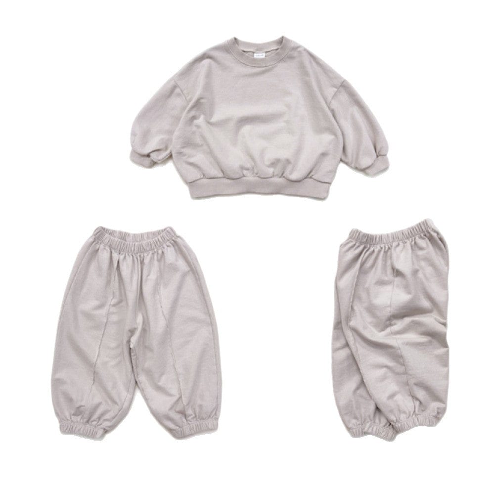 長袖シャツ・ブラウス シンプルベーシック長袖スウェットシャツ+スウェットパンツセットアップ 2点セット【mh0010613】