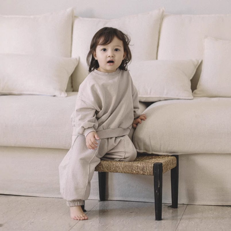 長袖シャツ・ブラウス シンプルベーシック長袖スウェットシャツ+スウェットパンツセットアップ 2点セット【mh0010613】