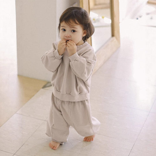 長袖シャツ・ブラウス シンプルベーシック長袖スウェットシャツ+スウェットパンツセットアップ 2点セット【mh0010613】