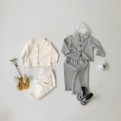 長袖セットアップ 花柄ジャガードセットアップ カーディガン メロウフリル レギンスパンツ 2点セット【mh0010886】