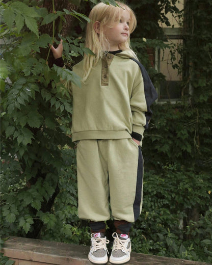 長袖セットアップ カラー切替セットアップ ポロ襟スウェット サイドラインパンツ 2点セット【mh0010887】