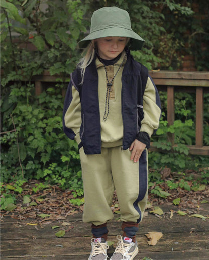 長袖セットアップ カラー切替セットアップ ポロ襟スウェット サイドラインパンツ 2点セット【mh0010887】