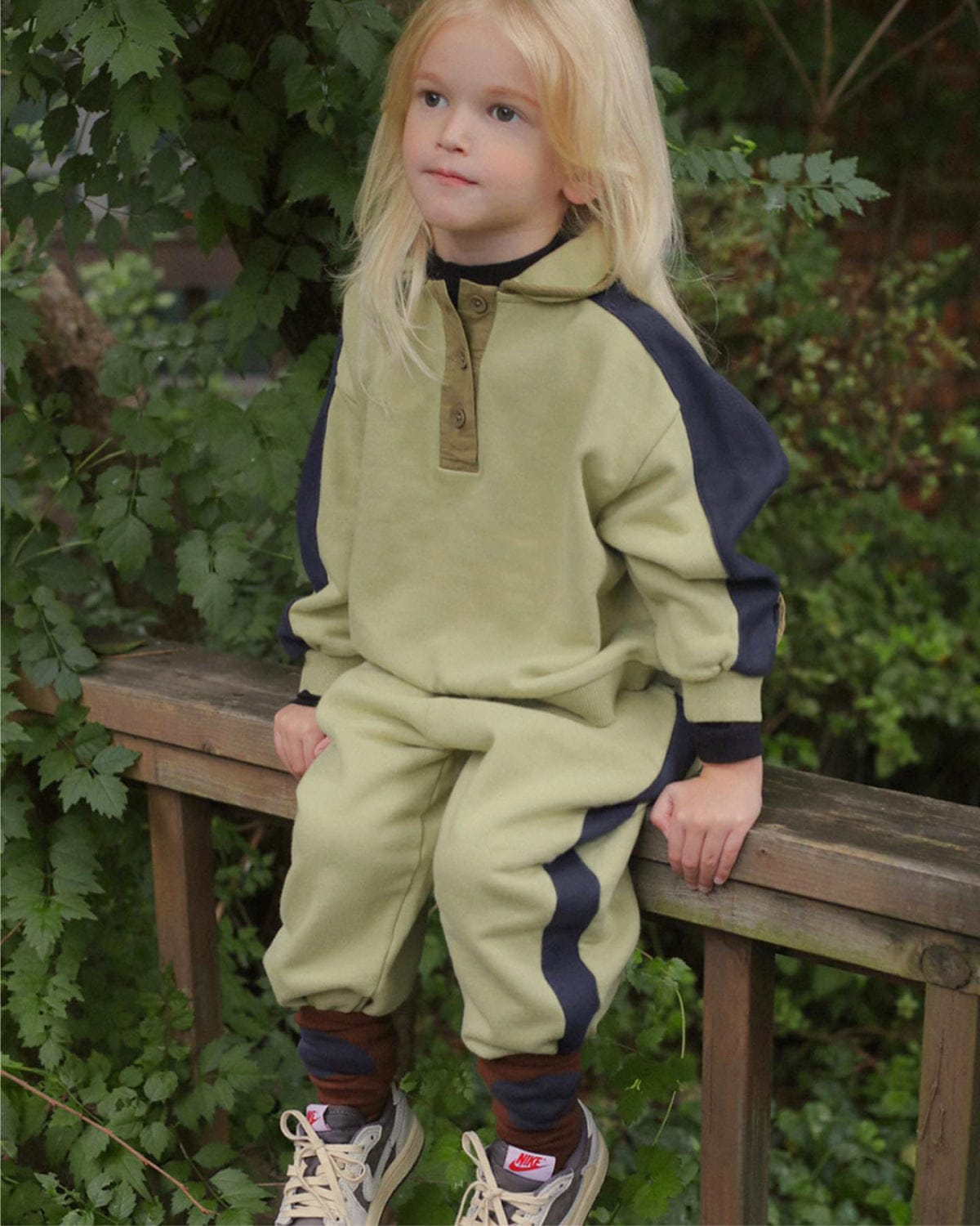 長袖セットアップ カラー切替セットアップ ポロ襟スウェット サイドラインパンツ 2点セット【mh0010887】