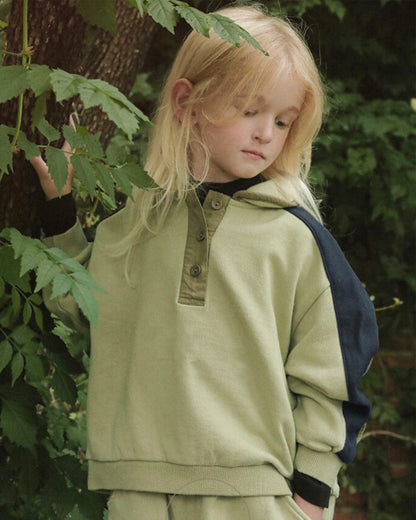 長袖セットアップ カラー切替セットアップ ポロ襟スウェット サイドラインパンツ 2点セット【mh0010887】