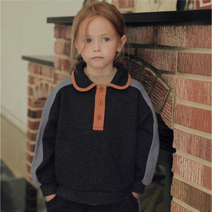 長袖セットアップ カラー切替セットアップ ポロ襟スウェット サイドラインパンツ 2点セット【mh0010887】