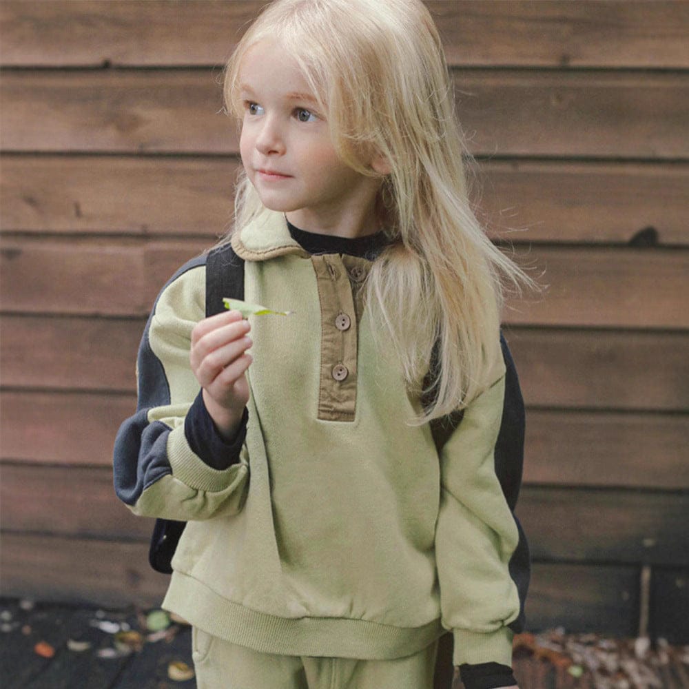 長袖セットアップ カラー切替セットアップ ポロ襟スウェット サイドラインパンツ 2点セット【mh0010887】