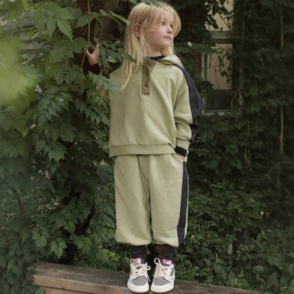 長袖セットアップ カラー切替セットアップ ポロ襟スウェット サイドラインパンツ 2点セット【mh0010887】