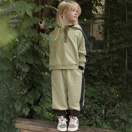 長袖セットアップ カラー切替セットアップ ポロ襟スウェット サイドラインパンツ 2点セット【mh0010887】