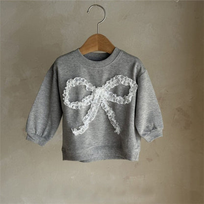 長袖セットアップ チュールリボンセットアップ スウェットトップス+チュールスカートパンツ 2点セット【mh0010896】