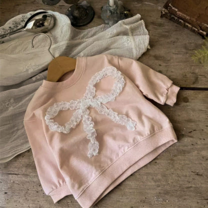 長袖セットアップ チュールリボンセットアップ スウェットトップス+チュールスカートパンツ 2点セット【mh0010896】