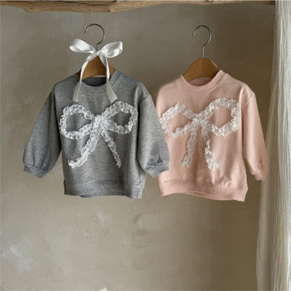 長袖セットアップ チュールリボンセットアップ スウェットトップス+チュールスカートパンツ 2点セット【mh0010896】