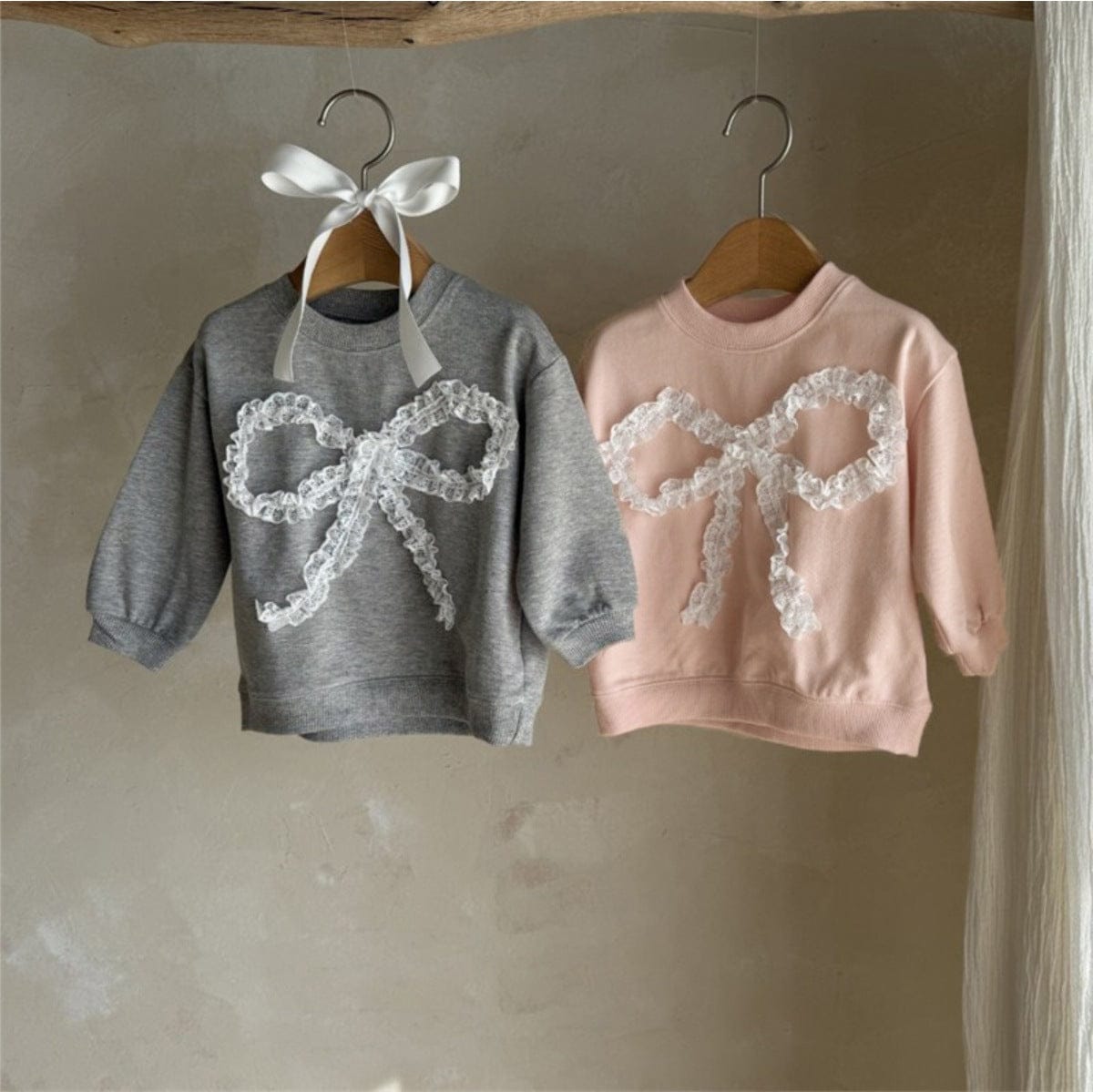 長袖セットアップ チュールリボンセットアップ スウェットトップス+チュールスカートパンツ 2点セット【mh0010896】