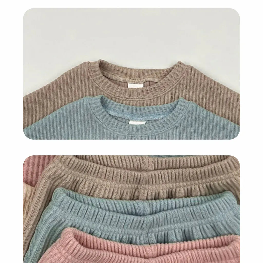 長袖セットアップ 長袖リブニットトップス＋ショートパンツセットアップ 2点セット【mh0011099】