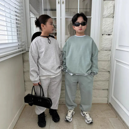 長袖セットアップ キッズ裏起毛スウェットシャツ＋スウェットパンツセットアップ 2点セット【mh0011100】