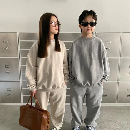 長袖セットアップ キッズ裏起毛スウェットシャツ＋スウェットパンツセットアップ 2点セット【mh0011100】