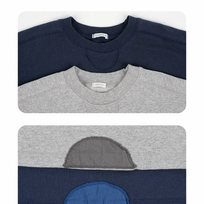 長袖セットアップ パッチワークスウェットトップス＋スウェットハーフパンツセットアップ 2点セット【mh0011101】