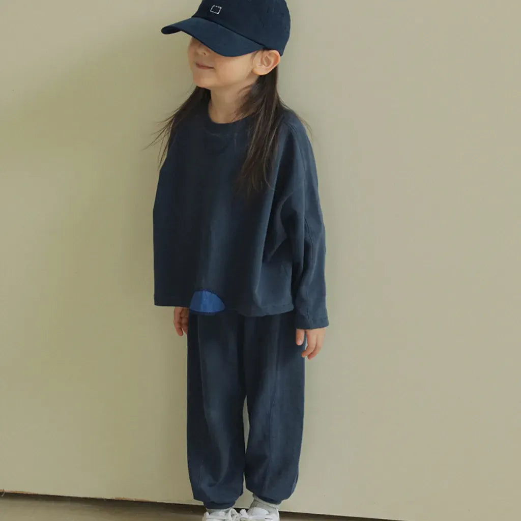 長袖セットアップ パッチワークスウェットトップス＋スウェットハーフパンツセットアップ 2点セット【mh0011101】