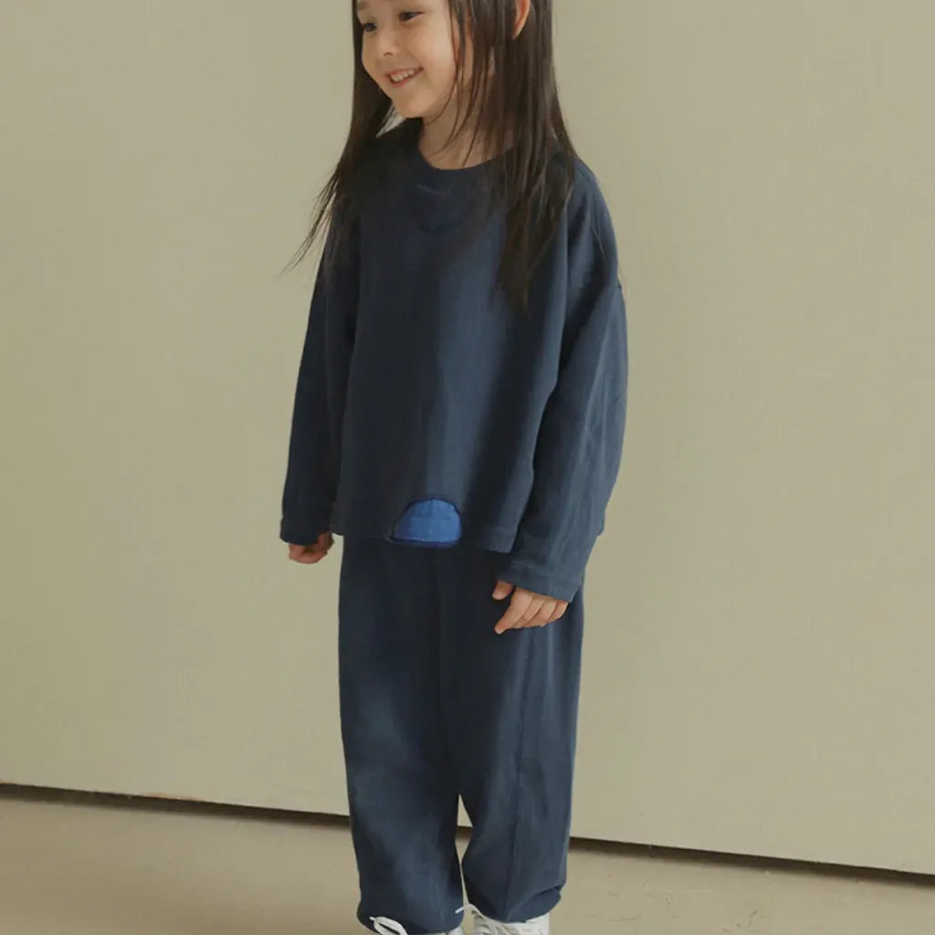 長袖セットアップ パッチワークスウェットトップス＋スウェットハーフパンツセットアップ 2点セット【mh0011101】