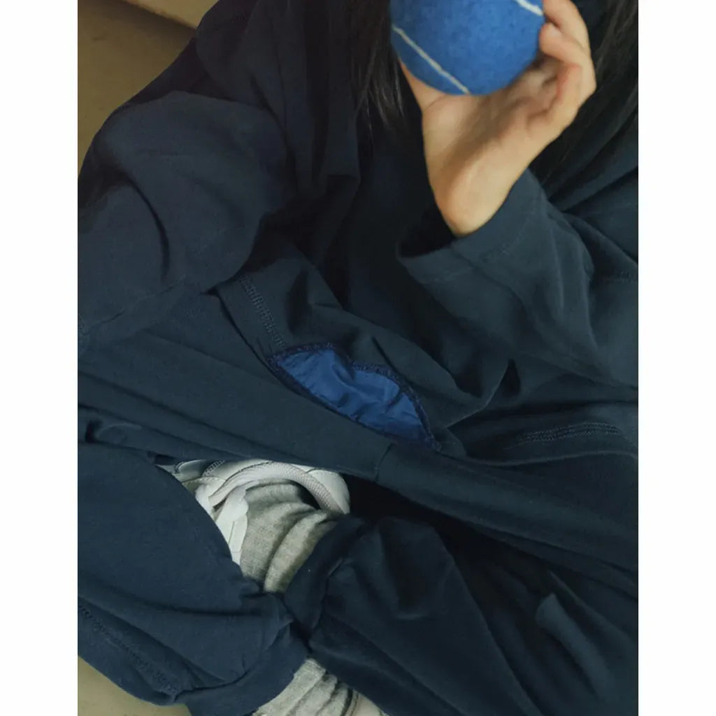 長袖セットアップ パッチワークスウェットトップス＋スウェットハーフパンツセットアップ 2点セット【mh0011101】