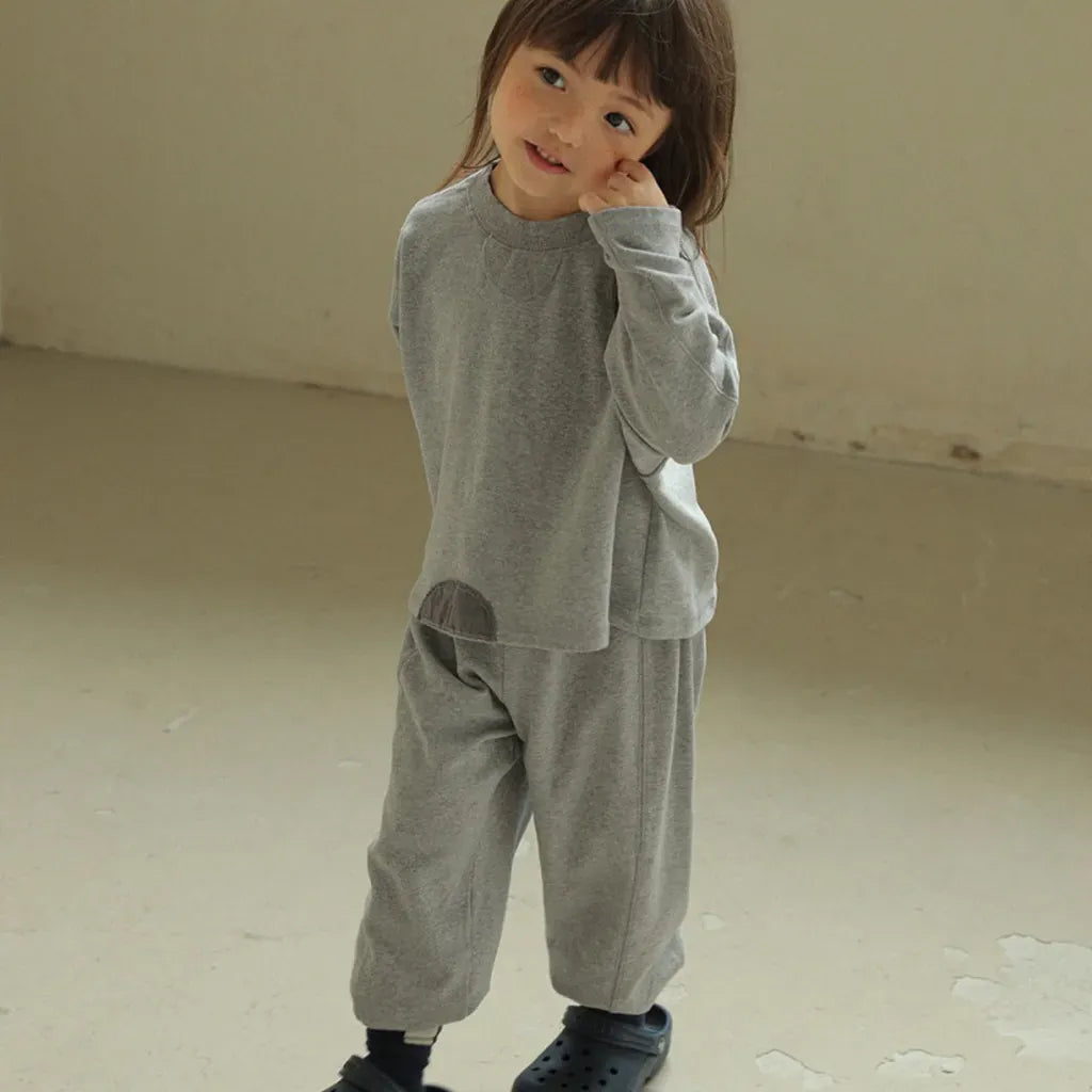 長袖セットアップ パッチワークスウェットトップス＋スウェットハーフパンツセットアップ 2点セット【mh0011101】