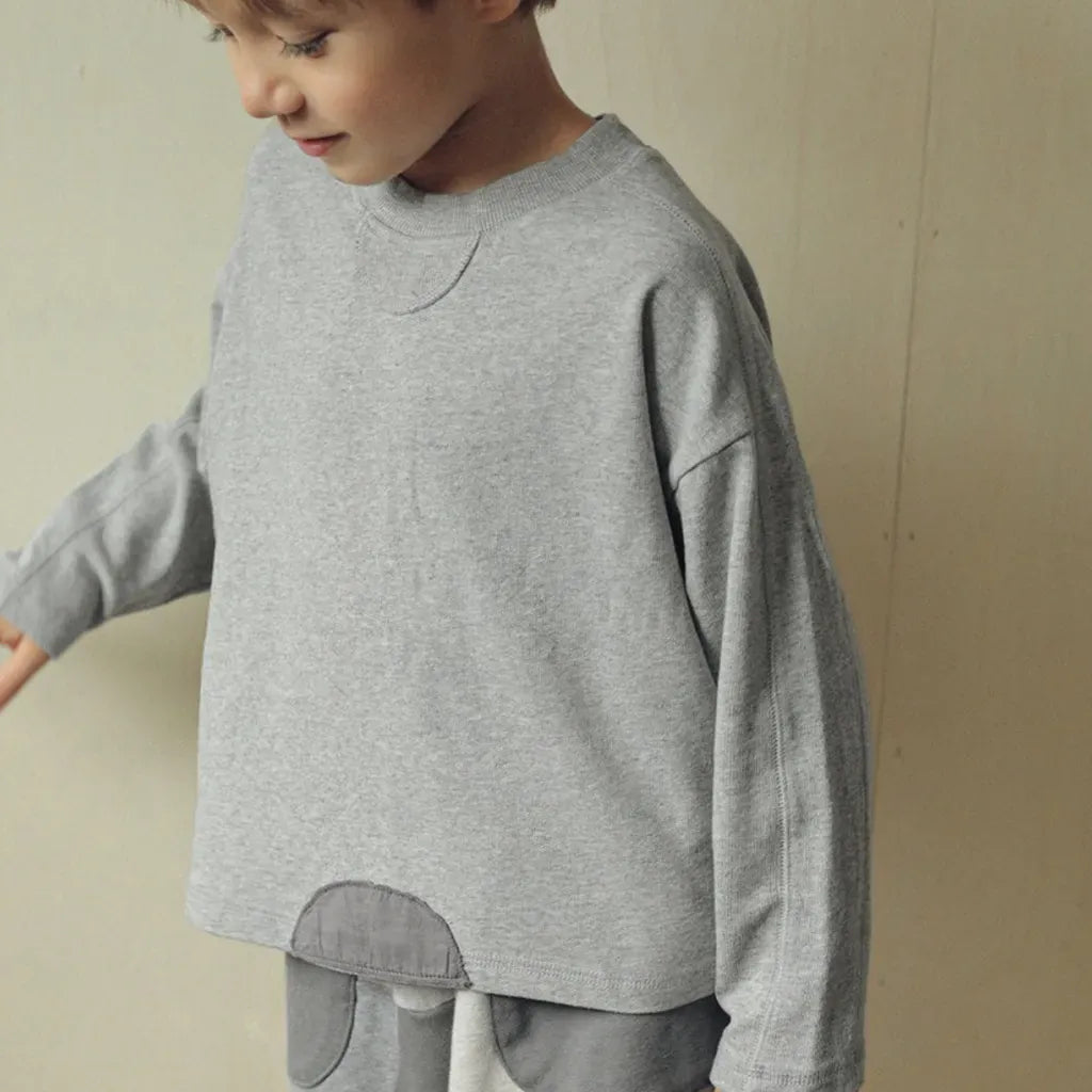 長袖セットアップ パッチワークスウェットトップス＋スウェットハーフパンツセットアップ 2点セット【mh0011101】