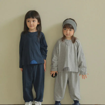 長袖セットアップ パッチワークスウェットトップス＋スウェットハーフパンツセットアップ 2点セット【mh0011101】