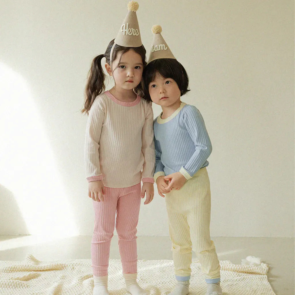 長袖パジャマ カラフルリブ長袖パジャマセットアップ 2点セット【mh0011103】