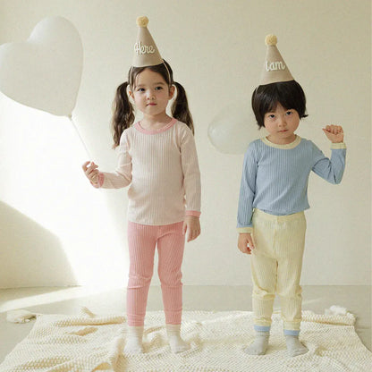 長袖パジャマ カラフルリブ長袖パジャマセットアップ 2点セット【mh0011103】