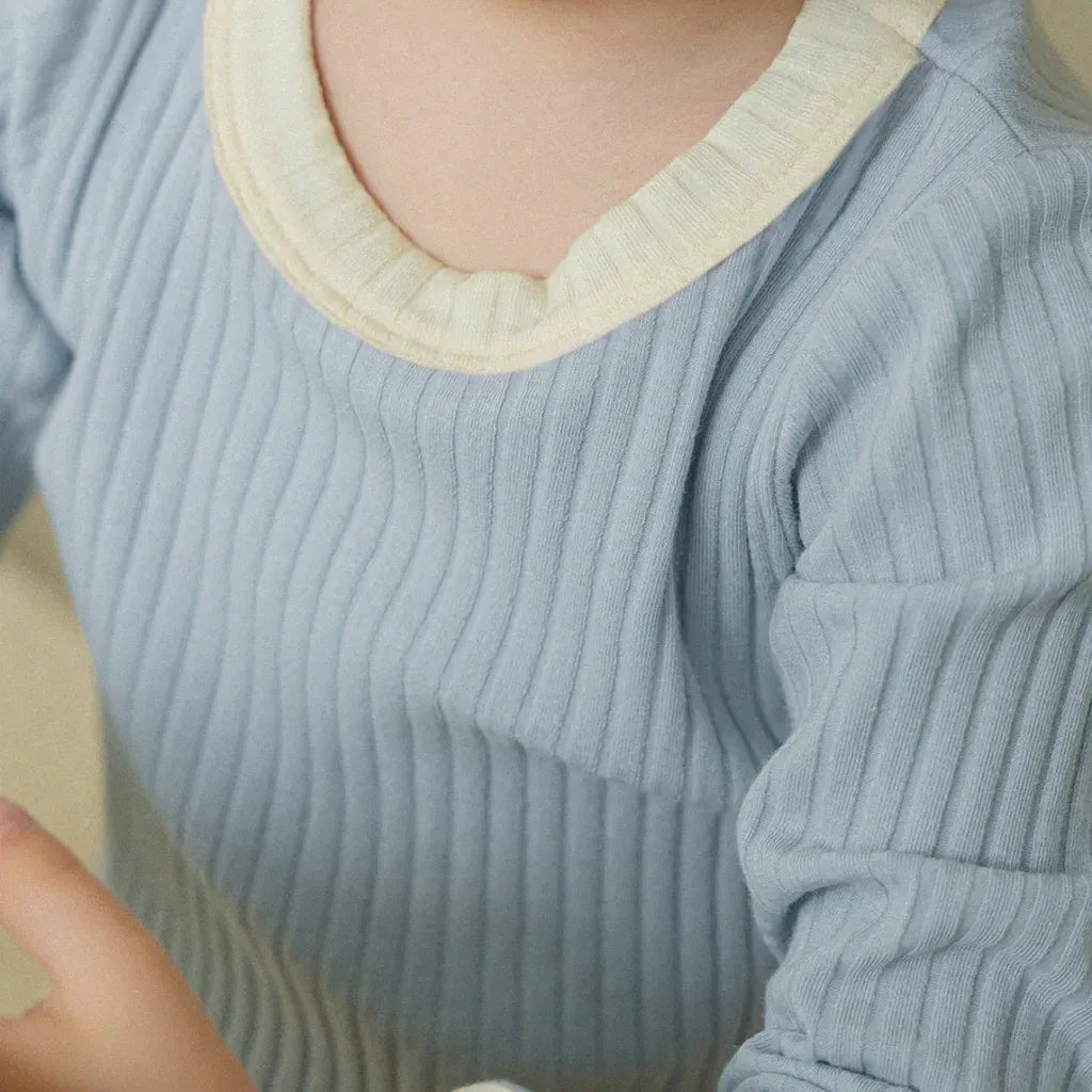 長袖パジャマ カラフルリブ長袖パジャマセットアップ 2点セット【mh0011103】