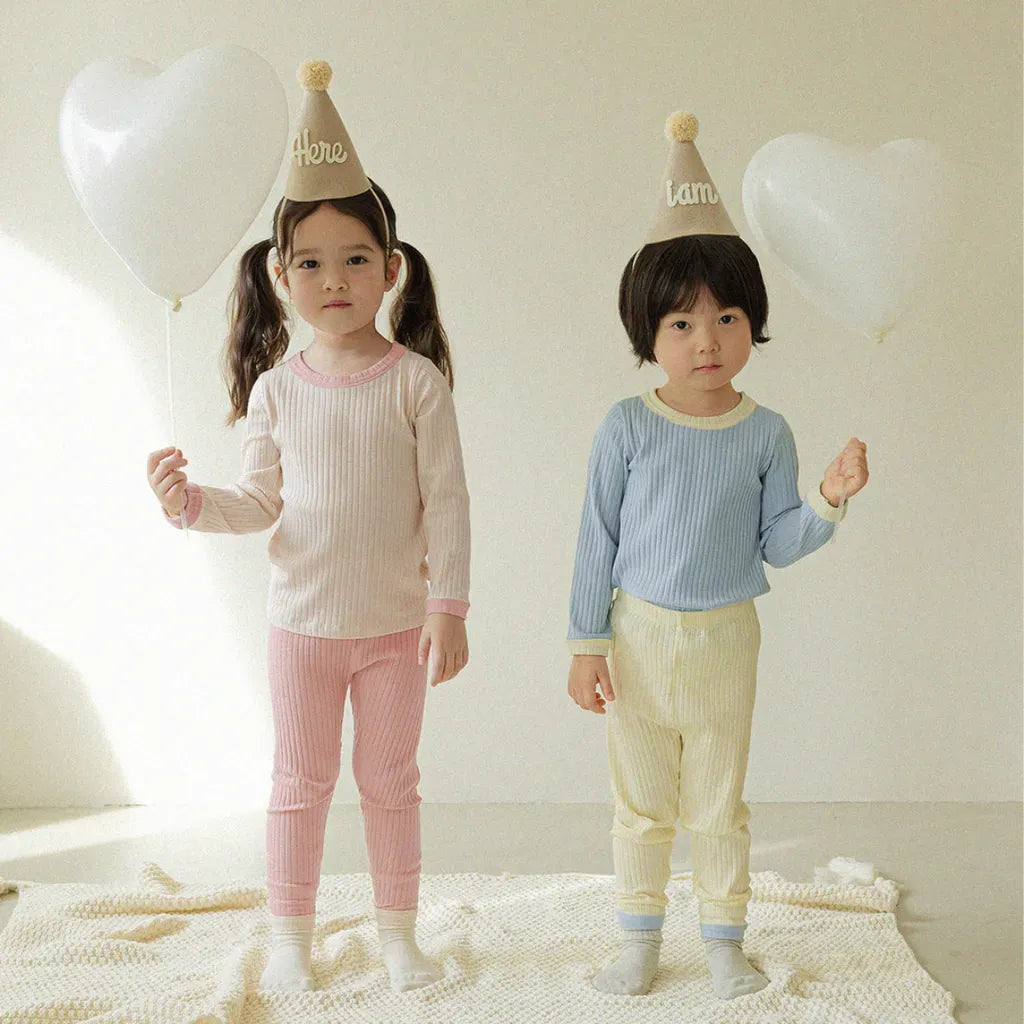 長袖パジャマ カラフルリブ長袖パジャマセットアップ 2点セット【mh0011103】