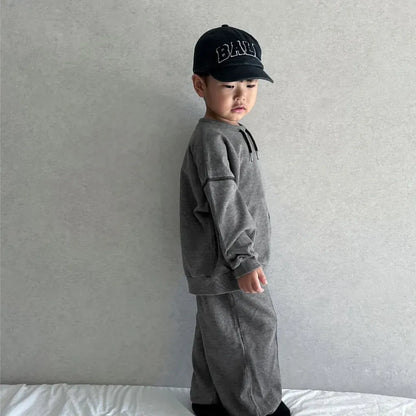 長袖セットアップ ドロストネックステッチスウェットトップス＋パンツセットアップ 2点セット【mh0011108】