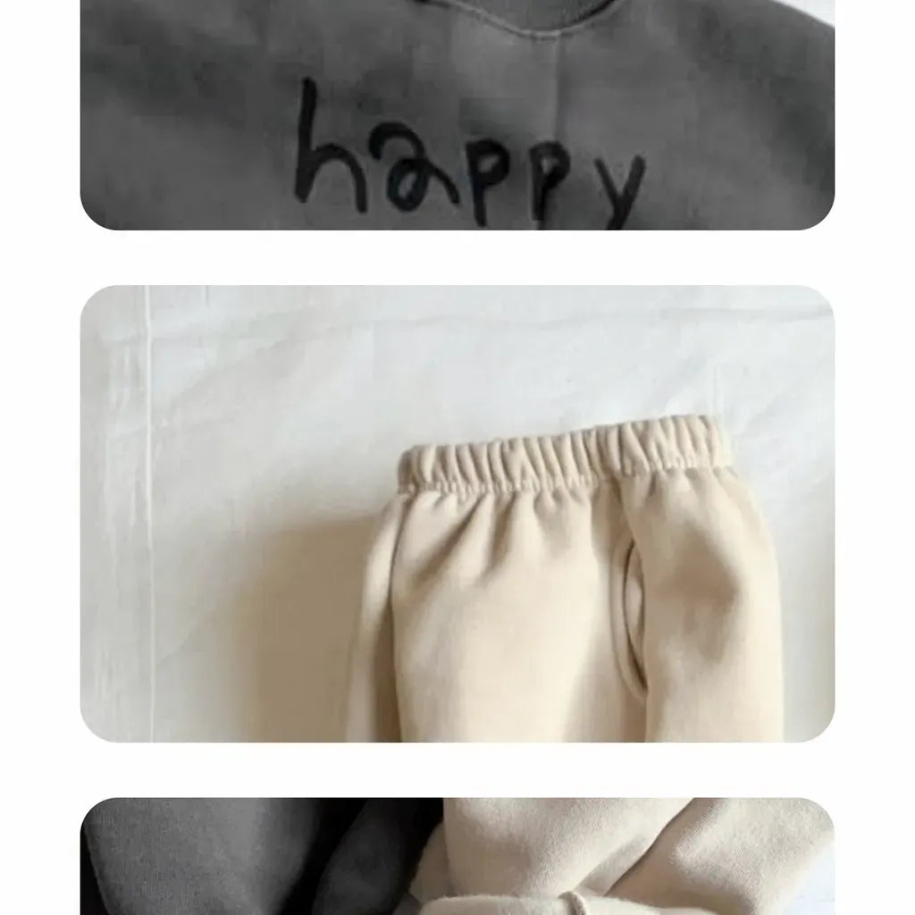 長袖セットアップ レタリングスマイルロゴプリントスウェットトレーナー+パンツセットアップ 2点セット【mh0011110】