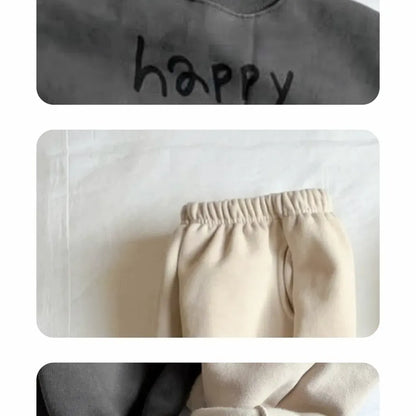 長袖セットアップ レタリングスマイルロゴプリントスウェットトレーナー+パンツセットアップ 2点セット【mh0011110】