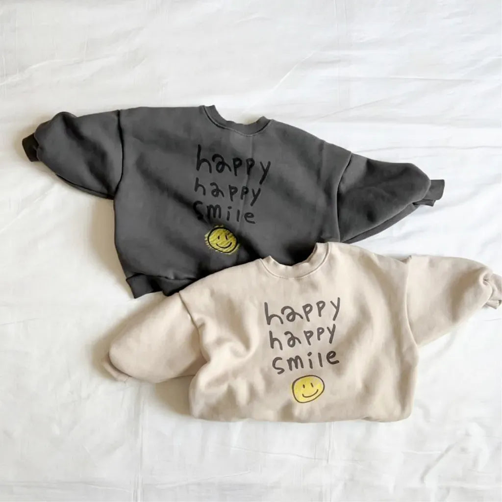 長袖セットアップ レタリングスマイルロゴプリントスウェットトレーナー+パンツセットアップ 2点セット【mh0011110】