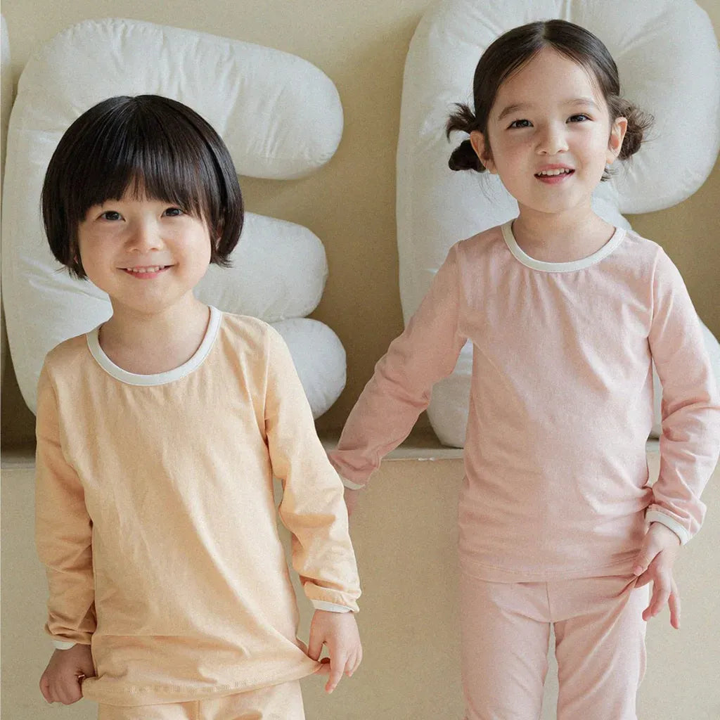 長袖パジャマ パイピング長袖トップス+パンツセットアップ 2点セット【mh0011134】