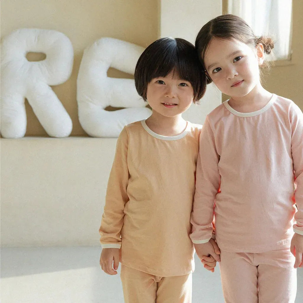 長袖パジャマ パイピング長袖トップス+パンツセットアップ 2点セット【mh0011134】