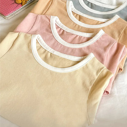 長袖パジャマ パイピング長袖トップス+パンツセットアップ 2点セット【mh0011134】