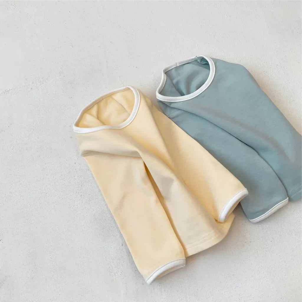 長袖パジャマ パイピング長袖トップス+パンツセットアップ 2点セット【mh0011134】