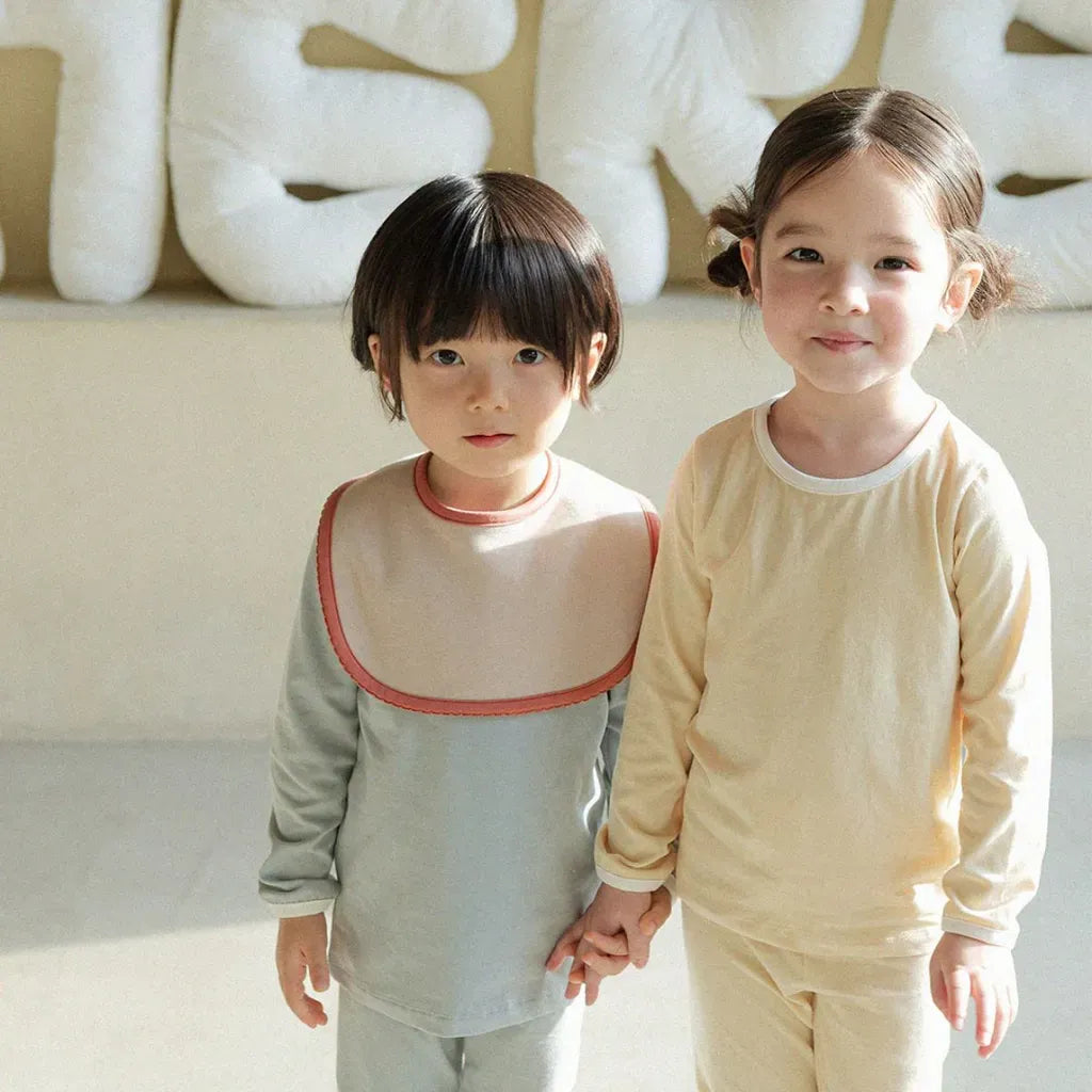 長袖パジャマ パイピング長袖トップス+パンツセットアップ 2点セット【mh0011134】